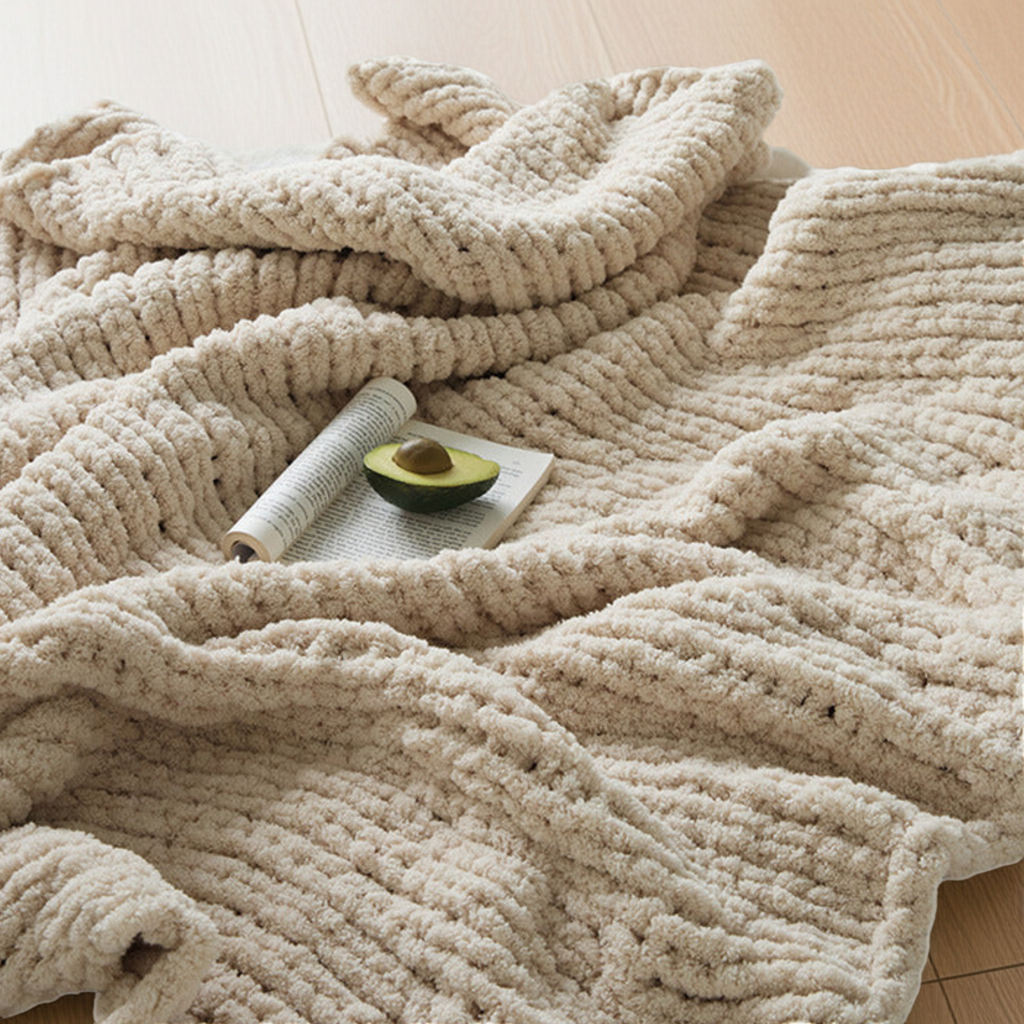Cozy Blanket Home Knitted Solid-Color Fluffy Blanket